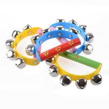 Baby Rainbow Musical Instrument Toy Wooden Jingle Ring Handbell Rattle Kids toy Noise maker Kids toy