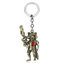 MQCHUN 2 Colors Guardians Of The Galaxy Rocket Raccoon Metal Keychains Marvel Comics Super Heros Keyring Key Chain Ring llavero