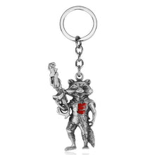MQCHUN 2 Colors Guardians Of The Galaxy Rocket Raccoon Metal Keychains Marvel Comics Super Heros Keyring Key Chain Ring llavero