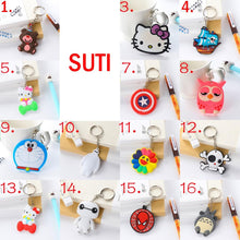 suti Anime Cartoon PVC Keychain cute bunny captain Marvel owl KT Key Cover For Women key chain keyring bag phone straps chain