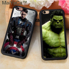 MaiYaCa Marvel Comic Superhero Hulk Captain America Mobile Phone Cases For iPhone 6 6S Plus 7 Plus 5 5S SE Soft TPU Cover Shell