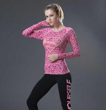Women T-shirt Bodys Marvel costume superman/batman T Shirt Long Sleeve Girl Fitness Tights Compression tshirts