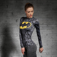 Women T-shirt Bodys Marvel costume superman/batman T Shirt Long Sleeve Girl Fitness Tights Compression tshirts