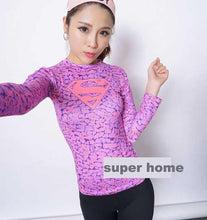 Women T-shirt Bodys Marvel costume superman/batman T Shirt Long Sleeve Girl Fitness Tights Compression tshirts
