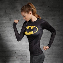 Women T-shirt Bodys Marvel costume superman/batman T Shirt Long Sleeve Girl Fitness Tights Compression tshirts