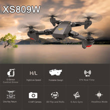 XS809 2.4GHz 4CH 6-axis Gyro Pocket Mini Selfie Foldable Drone RC Drone Quadcopter WiFi FPV 0.3 MP Camera Altitude Hold RTF