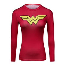 Ladies Comics Marvel Superman Captain America Wonder Women's Compression Shirts Long sleeve T Shirt Female Fitness Tights Shirts