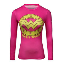 Ladies Comics Marvel Superman Captain America Wonder Women's Compression Shirts Long sleeve T Shirt Female Fitness Tights Shirts