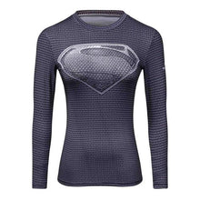 Ladies Comics Marvel Superman Captain America Wonder Women's Compression Shirts Long sleeve T Shirt Female Fitness Tights Shirts