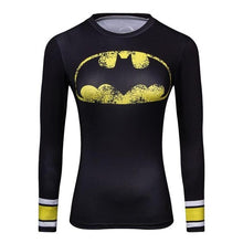 Ladies Comics Marvel Superman Captain America Wonder Women's Compression Shirts Long sleeve T Shirt Female Fitness Tights Shirts