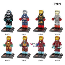 8pcs super hero SY677 Marvel Figure Avenger IronMan MK46 MK1 War Machine Iron Patriot Man building blocks toys for children