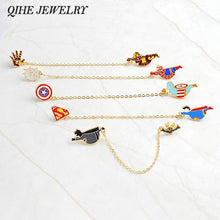 QIHE JEWELRY Superhero pin Brooches Badge Spiderman Batman Superman Captain America Ironman Marvel DC comics jewelry accessories