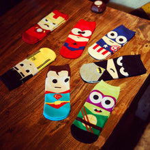 Marvel Heros Boat Socks Superman Batman Captain Arrowman Bruce Lee Character Pattern Superheroes Invisible Cotton Happy Socks