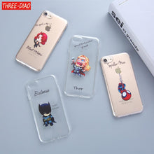 THREE-DIAO Phone Case for IPhone 6 6S 7 8 Plus 5S SE X Marvel The Avengers Batman DC Comics Superhero Soft Transparent Cover