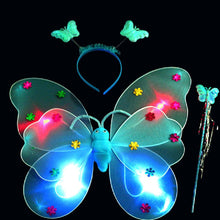 3pcs/Set Girls Led Flashing Light Fairy Butterfly Wing Wand Headband Costume Toy