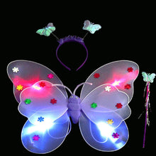 3pcs/Set Girls Led Flashing Light Fairy Butterfly Wing Wand Headband Costume Toy