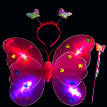 3pcs/Set Girls Led Flashing Light Fairy Butterfly Wing Wand Headband Costume Toy