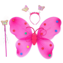 3pcs/Set Girls Led Flashing Light Fairy Butterfly Wing Wand Headband Costume Toy