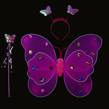 3pcs/Set Girls Led Flashing Light Fairy Butterfly Wing Wand Headband Costume Toy