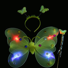 3pcs/Set Girls Led Flashing Light Fairy Butterfly Wing Wand Headband Costume Toy