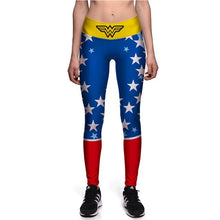 VTDDEX Women Skinny Yoga Pants Marvel Wonder Women Pattern Sports Fitness Leggings American Breathable Workout GYM Pants