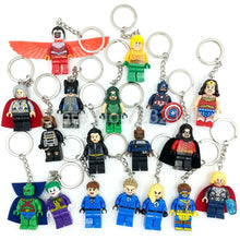 Marvel Super Hero Keychains Single Sale figure Superman Mr Fantastic Cyclops Arrow The Falcon Key Ring Blocks Toys For Childen