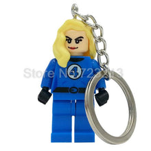 Marvel Super Hero Keychains Single Sale figure Superman Mr Fantastic Cyclops Arrow The Falcon Key Ring Blocks Toys For Childen