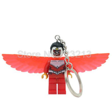 Marvel Super Hero Keychains Single Sale figure Superman Mr Fantastic Cyclops Arrow The Falcon Key Ring Blocks Toys For Childen