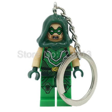 Marvel Super Hero Keychains Single Sale figure Superman Mr Fantastic Cyclops Arrow The Falcon Key Ring Blocks Toys For Childen