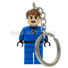 Marvel Super Hero Keychains Single Sale figure Superman Mr Fantastic Cyclops Arrow The Falcon Key Ring Blocks Toys For Childen