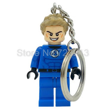 Marvel Super Hero Keychains Single Sale figure Superman Mr Fantastic Cyclops Arrow The Falcon Key Ring Blocks Toys For Childen