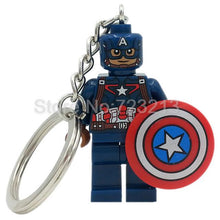 Marvel Super Hero Keychains Single Sale figure Superman Mr Fantastic Cyclops Arrow The Falcon Key Ring Blocks Toys For Childen