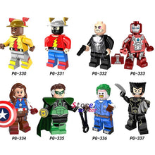 Single Super Hero Reverse Flash Captain America Punisher Iron Man Mendez Parallax Joe Wolverine building blocks toy for children